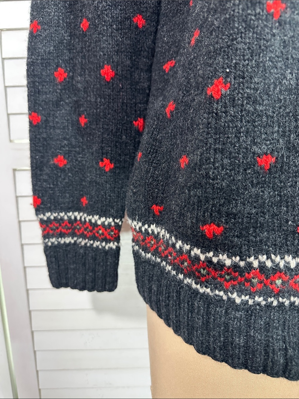 Vintage Lauren Ralph Lauren Petite Hand Knit Fair Isle Quarter Zip Sweater SP - Picture 10 of 12